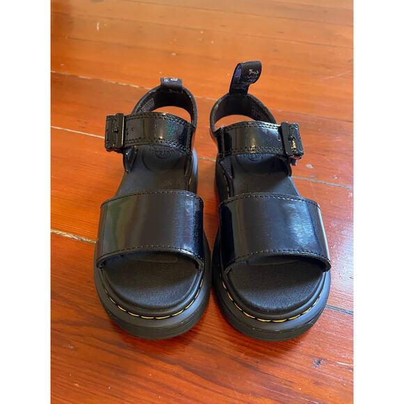 Dr. Martens Black Patent Blaire Platform Sandals AirWair Chunky Sole - Picture 5 of 8